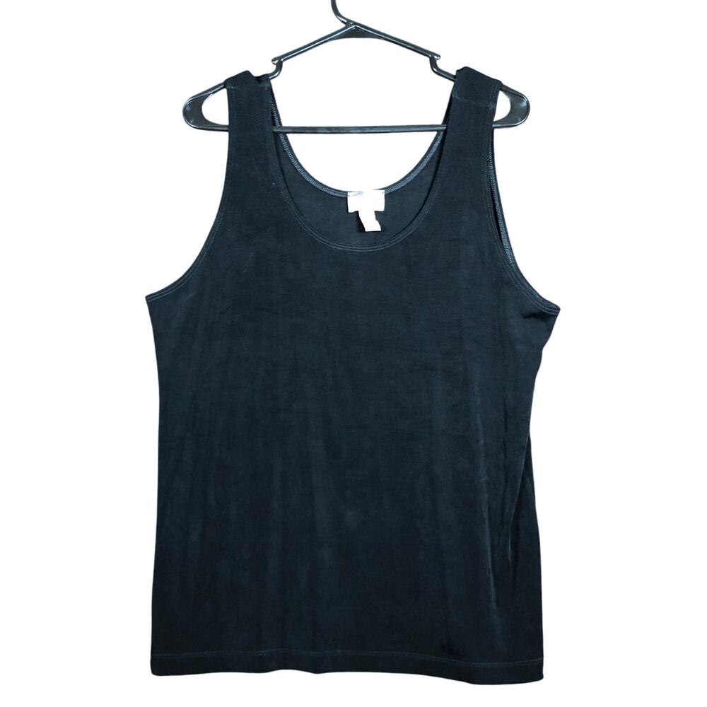 Chicos Womens Blouse Black Travelers Tank Top Shimmer Stretch 3